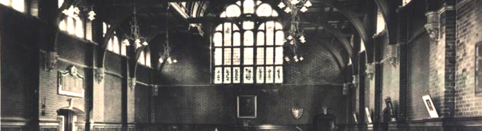 Black and White Postcard of the hall